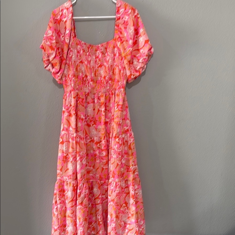 Psychedelic paisley 70s print cottagecore Floral Pink Maxi Dress - Picture 10 of 13